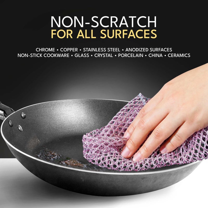 The Crown Choice Heavy Duty Dish Scrubbers, Non-Scratch Scouring Pads - Odorless & Long Lasting Mesh Dish Cloth - Replace Sponges - Kitchen, Floor and Bathroom Usage - Made in Korea (2 Pcs) - Image 2