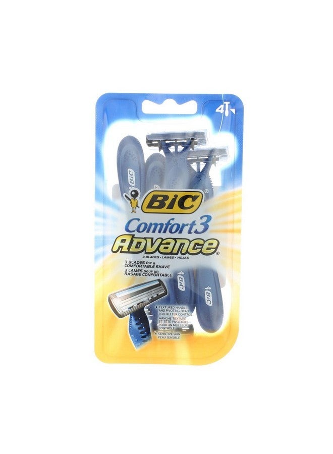 بيك ماكينة حلاقة كومفورت 3 أدفانس للرجال بثلاث شفرات للاستخدام مرة واحدة، 4 قطع (عبوة من قطعتين) - Image 1