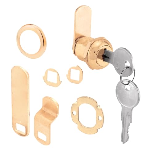 Defender Security Prime-Line U 9942 Drawer and Cabinet Lock – Secure Important Files and Drawers, 5/8 in., Diecast Housing with Brass Finish, Fits on 5/16 in. Max Panel Thickness (1 Kit) - Image 1