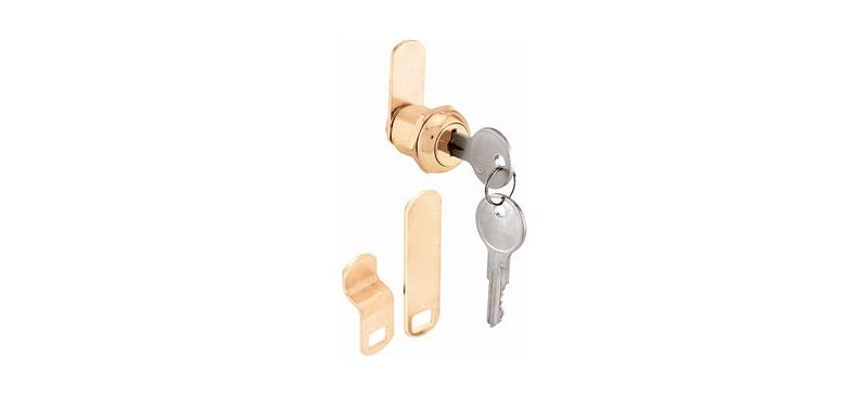 Defender Security Prime-Line U 9942 Drawer and Cabinet Lock – Secure Important Files and Drawers, 5/8 in., Diecast Housing with Brass Finish, Fits on 5/16 in. Max Panel Thickness (1 Kit) - Image 2