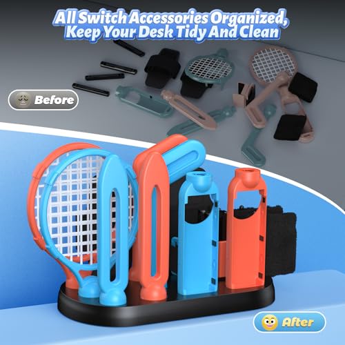 FASTSNAIL [Switch 1/2 Compatible] FASTSNAIL Sports Accessories Bundle for Nintendo Switch 2/Switch 1/OLED for Joy-con 2, Storage and Organizer Station for Switch Sports Games, Family Party Pack Kit for Joycon - Image 3