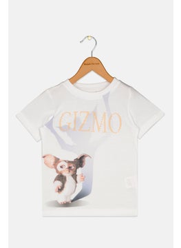 Toddlers Boy Round Neck Short Sleeves Graphic Print T-Shirt, White