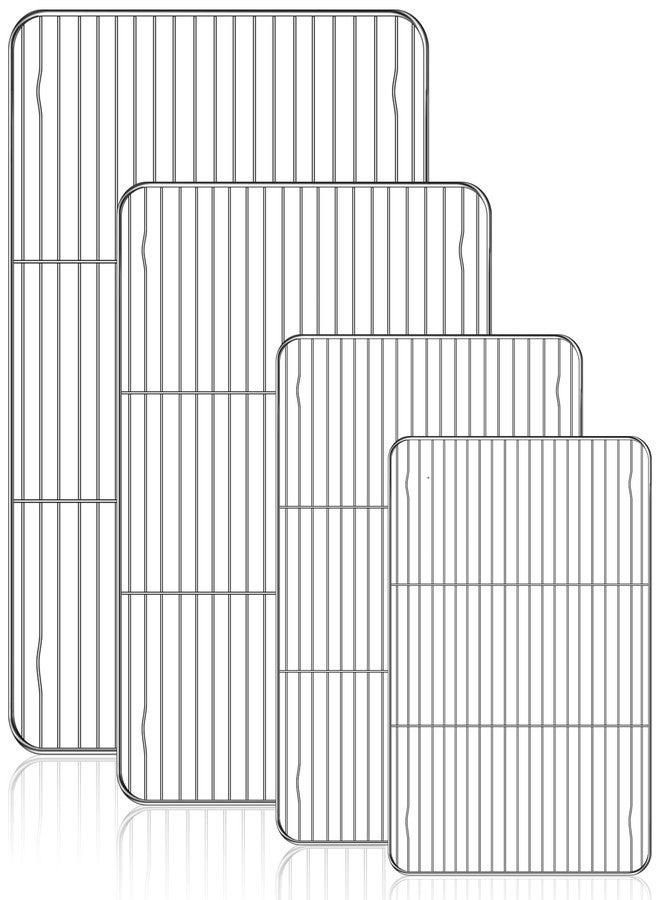 Dyrfolm 4 Pcs Baking Cooling Rack, Stainless Steel Baking Racks, Heavy Duty Wire Racks, Sturdy Cookie Cooling Rack for Roasting Grilling Cooking, Oven & Dishwasher Safe, 4 Different Sizes - Image 1