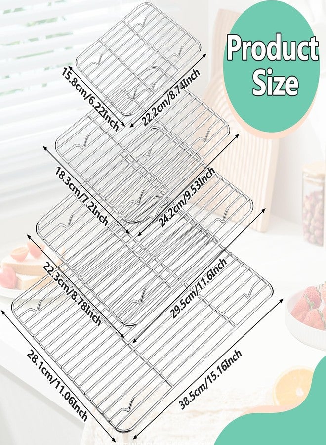Dyrfolm 4 Pcs Baking Cooling Rack, Stainless Steel Baking Racks, Heavy Duty Wire Racks, Sturdy Cookie Cooling Rack for Roasting Grilling Cooking, Oven & Dishwasher Safe, 4 Different Sizes - Image 2