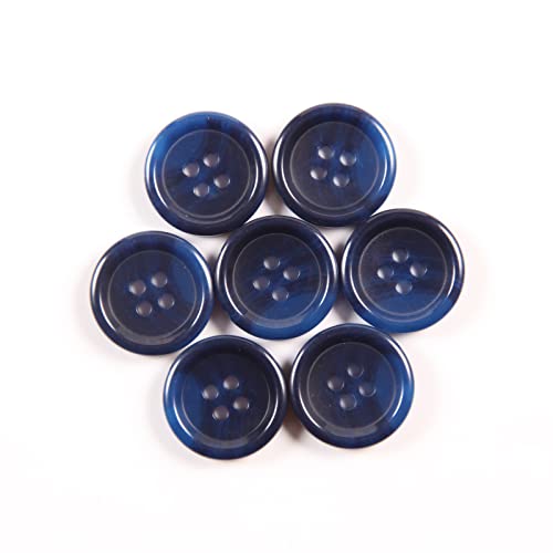 MASONEE 50 Pcs Large 1 inch Blue Buttons for Sewing Round Resin Navy Blue Buttons for Crafts 4 Hole Flatback Coat Buttons for Shirt Sweater DIY and Clothing Blue Plastic Buttons 25mm Sewing Buttons Bulk - Image 3