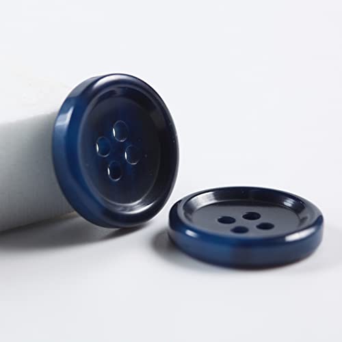 MASONEE 50 Pcs Large 1 inch Blue Buttons for Sewing Round Resin Navy Blue Buttons for Crafts 4 Hole Flatback Coat Buttons for Shirt Sweater DIY and Clothing Blue Plastic Buttons 25mm Sewing Buttons Bulk - Image 2