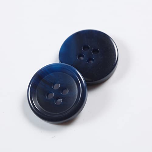 MASONEE 50 Pcs Large 1 inch Blue Buttons for Sewing Round Resin Navy Blue Buttons for Crafts 4 Hole Flatback Coat Buttons for Shirt Sweater DIY and Clothing Blue Plastic Buttons 25mm Sewing Buttons Bulk - Image 4