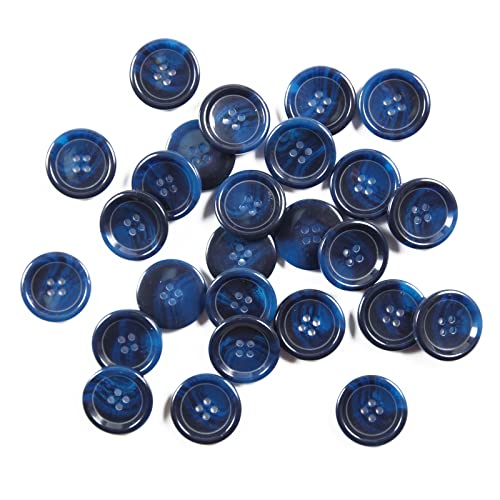 MASONEE 50 Pcs Large 1 inch Blue Buttons for Sewing Round Resin Navy Blue Buttons for Crafts 4 Hole Flatback Coat Buttons for Shirt Sweater DIY and Clothing Blue Plastic Buttons 25mm Sewing Buttons Bulk - Image 1