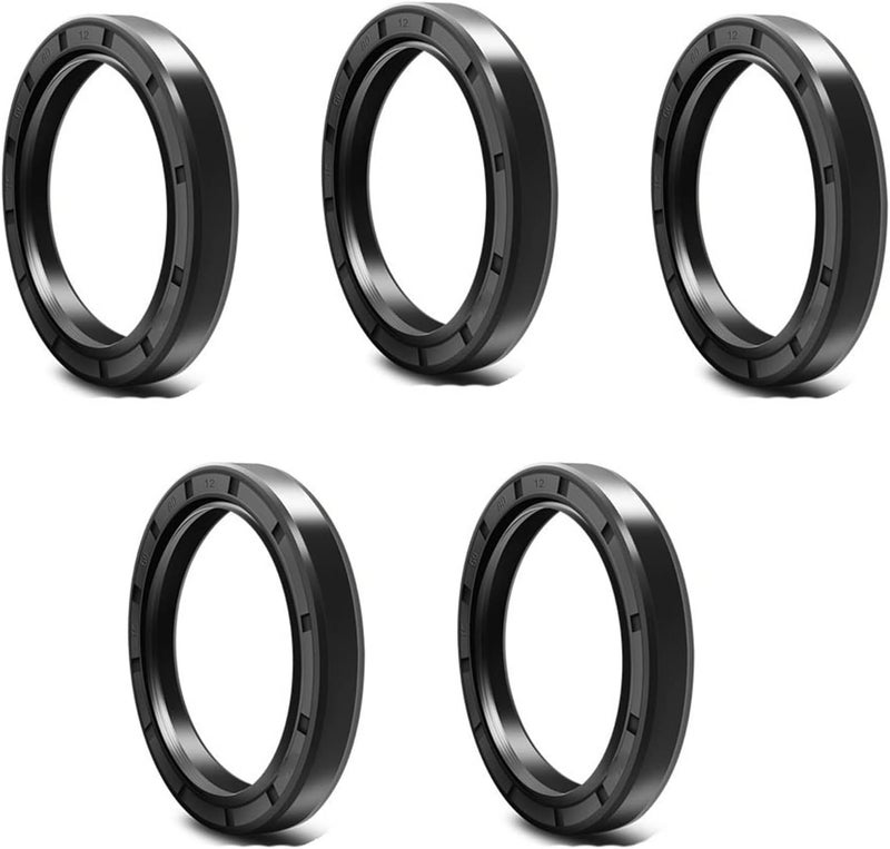 oil seal lip seal, 5pcs NBR TC Double Lip Seals with Spring, Metal Skeleton, Nitrile Rubber Coating, Inner Diameter 17mm 18mm Gasket Lip(17X25X7 (5Pcs)) - Image 1