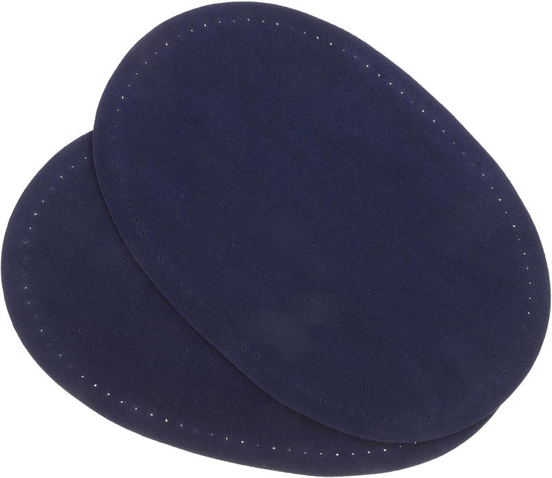 Oval Blue Elbow Repair Patches for Jackets 1 Pair DIY Sewing Craft Appliques with Suede Backing for Clothing Mending and Decoration - Image 1