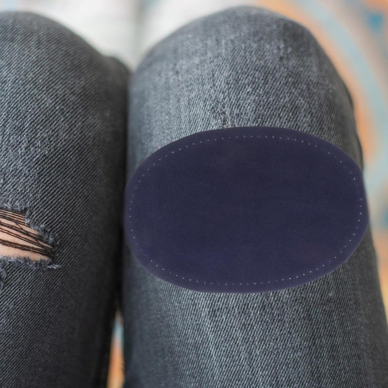 Oval Blue Elbow Repair Patches for Jackets 1 Pair DIY Sewing Craft Appliques with Suede Backing for Clothing Mending and Decoration - Image 5