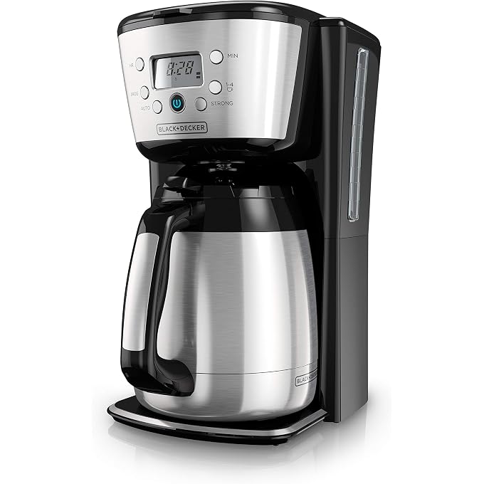 BLACK&DECKER Thermal Coffee Maker, 12 Cup, Programmable, Digital Controls, Black And Silver, CM2036SC - Image 1