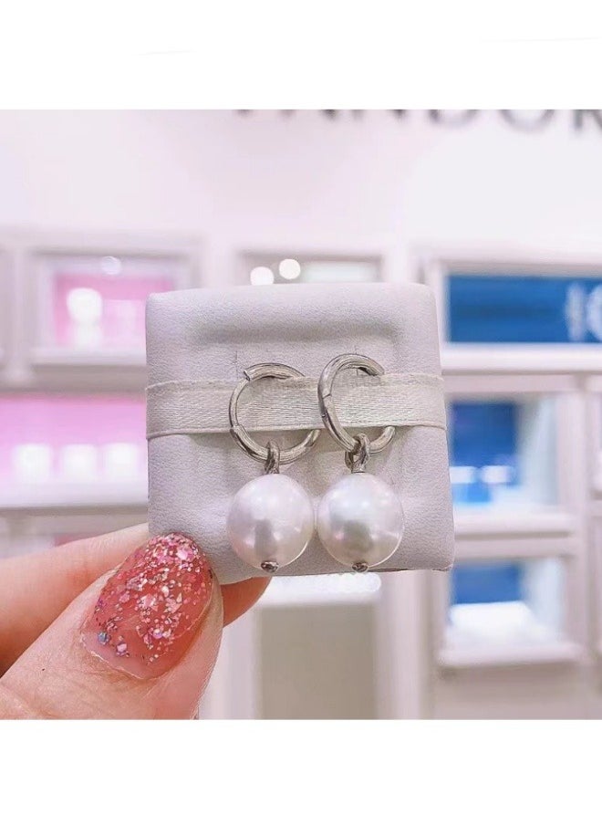 Pandora Violet - Pandora Moments Women's Fashion Versatile Classic Artificial Freshwater Aquaculture Baroque Pearl Earrings Pendant Earring Gift 299426C01 - Image 1