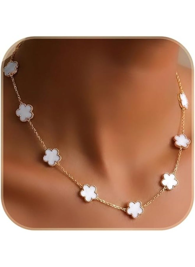 Gold-plated clover leaf pendant for women, Valentine's Day gift, gorgeous five-leaf clover with beaded edge on a chain, gift - Image 3
