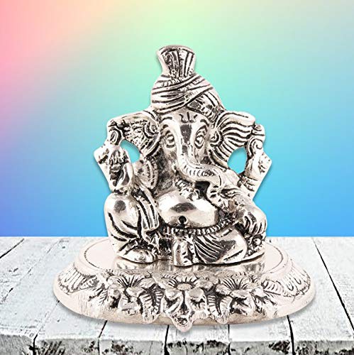 Lavanaya Silver - Lord Ganesha Idol | Ganpati Idol Showpiece Gift for Diwali | Corporate | Housewarming | Wedding - Image 3