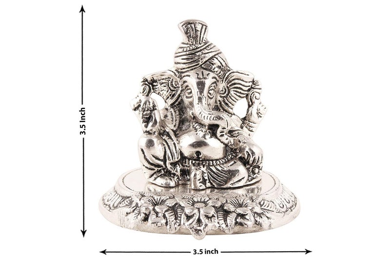 Lavanaya Silver - Lord Ganesha Idol | Ganpati Idol Showpiece Gift for Diwali | Corporate | Housewarming | Wedding - Image 2