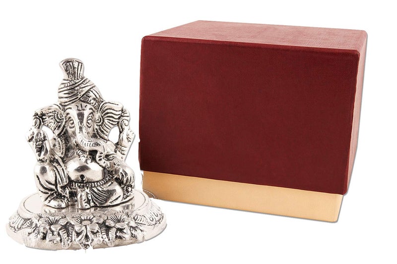Lavanaya Silver - Lord Ganesha Idol | Ganpati Idol Showpiece Gift for Diwali | Corporate | Housewarming | Wedding - Image 1