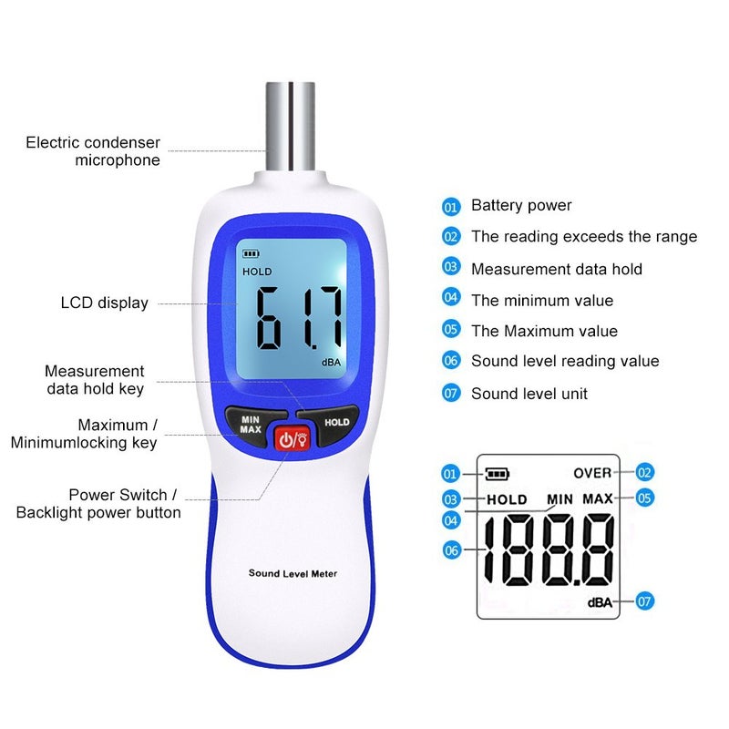 ABS Plastic Portable Digital Sound Level Meter Decibel Noise Measuring Tester for Factories - Image 3