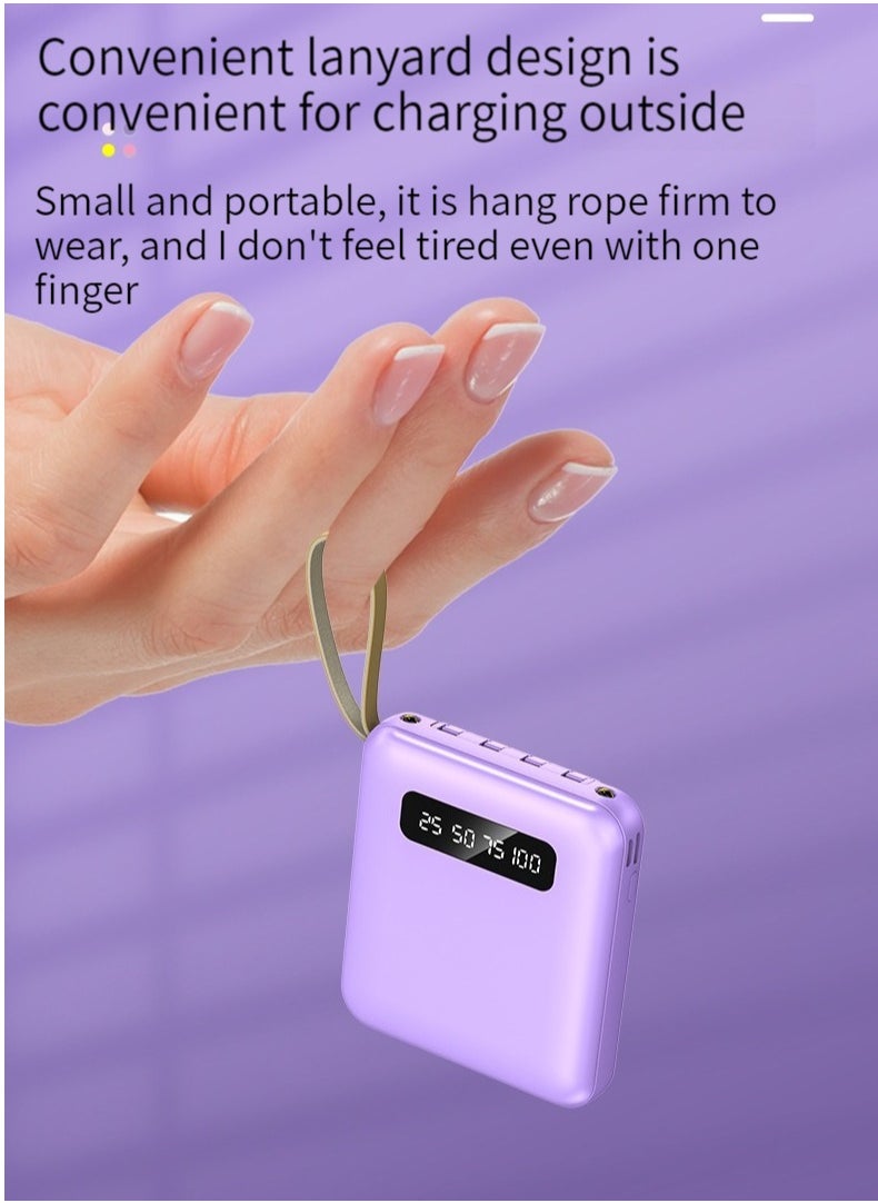 Generic - Large-Capacity Portable Digital Display Charging Treasure Comes With A Charging Line 20000 Mah Mobile Phone Tablet Universal Mini Mobile Power Digital Display Large Screen Purple - Image 1