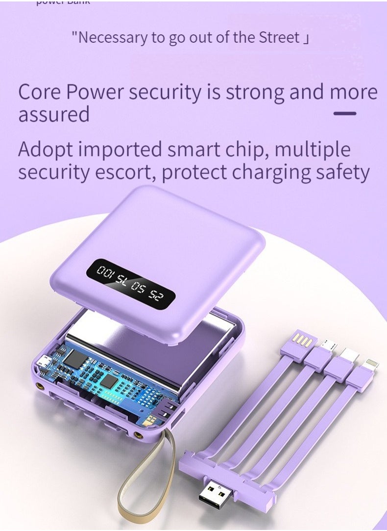 Generic - Large-Capacity Portable Digital Display Charging Treasure Comes With A Charging Line 20000 Mah Mobile Phone Tablet Universal Mini Mobile Power Digital Display Large Screen Purple - Image 1