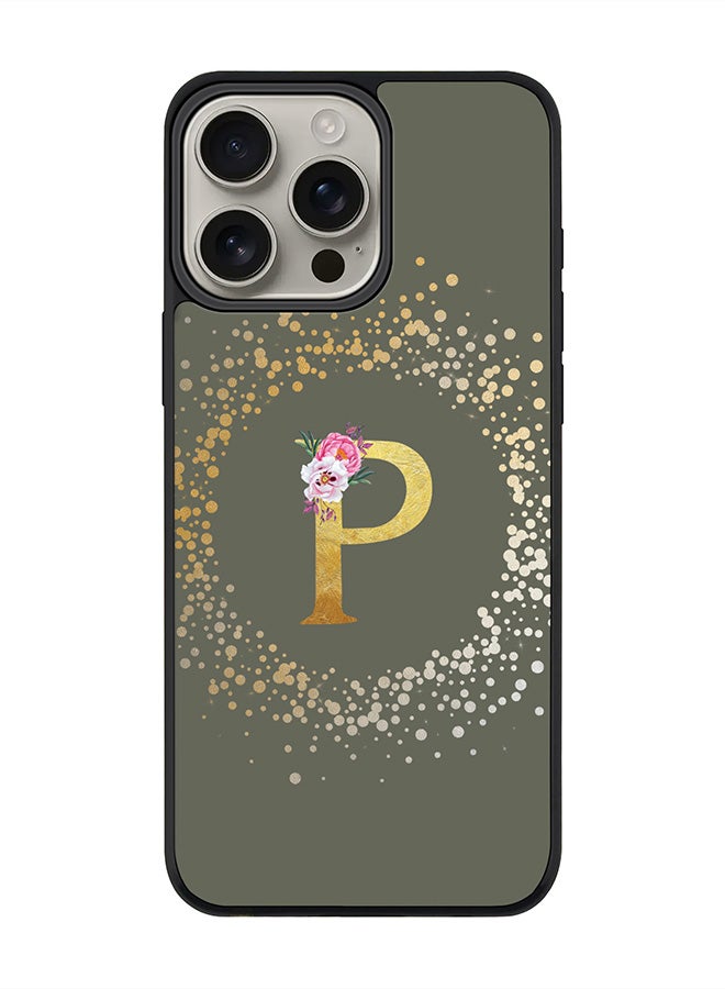 Stylizedd For iPhone 16 Pro Max Case [Compatible with MagSafe] Slim Magnetic cover Phone Case iPhone 16 Pro Max -Custom Monogram Floral - P (Olive Green ) - Image 1