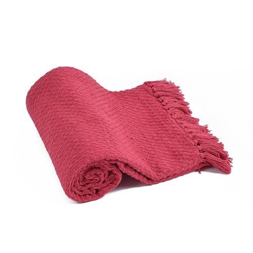 SASHAA World Vibrant Pink Cotton Throw | Ideal for Your Home, Living Room, Sofa, Bed, Chair, Picnic & Used for Gift | 130X180 cm| TC - 125 - Image 3