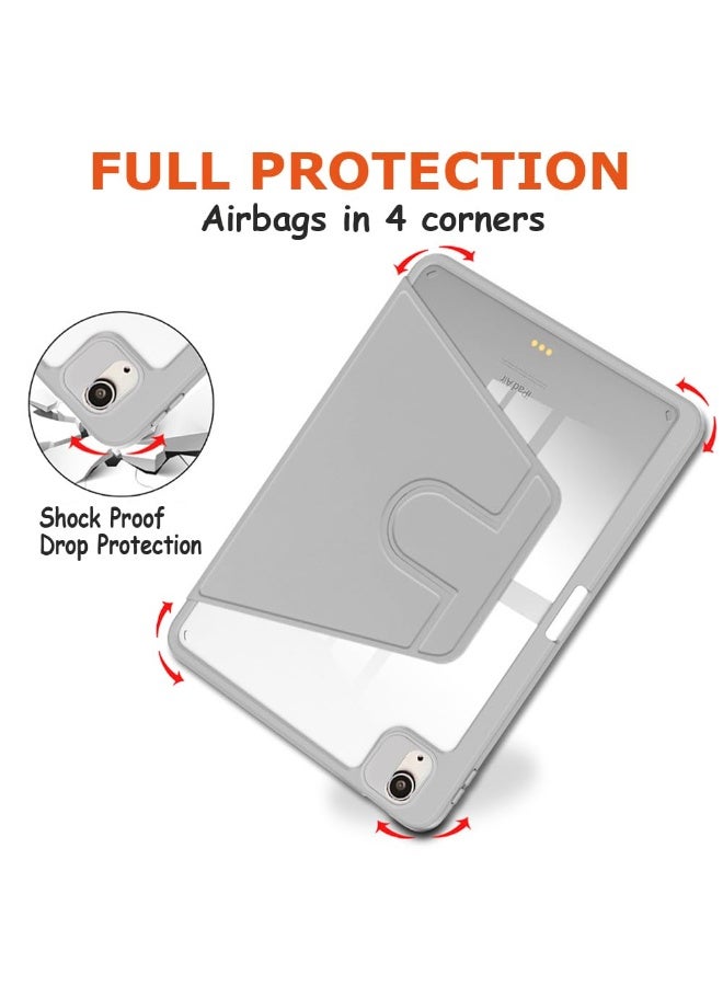 for iPad 2025 (11th Generation) A16 11-inch Case Cover, Tablet Protective Case With Pen Slot, Acrylic 360 ° Rotating Design, Automatic Wake-up/sleep, Soft Leather,Grey  - Image 5