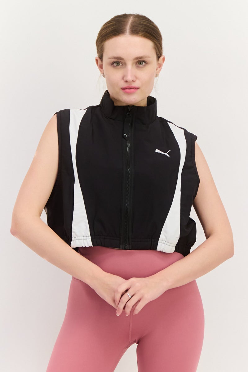 PUMA Women Sportswear Fit Cropped Vest Jacket, Black  - Image 1