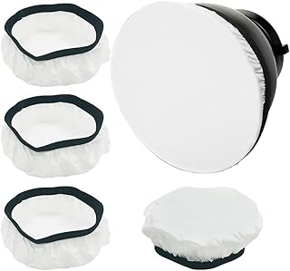 findTop findTop 4 Pieces Light Diffuser Sock  Lamp Socks Cover Cloth Soft White Diffuser Lamp Cover for Ring Light Flash Light  - Image 1