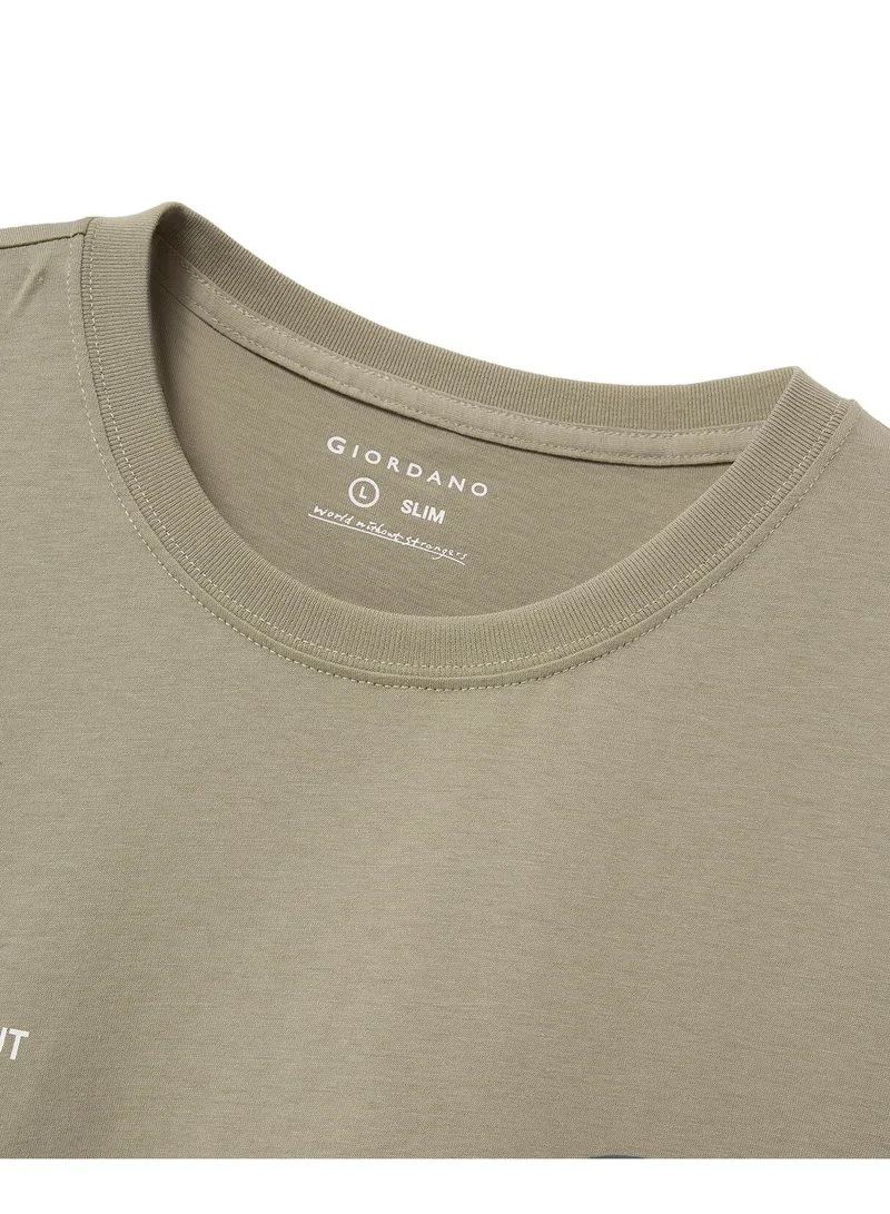 GIORDANO  Men's Slim Fit Cotton Jersey Crew Neck Print Tee | WWS Graphic for Men | Best Price UAE