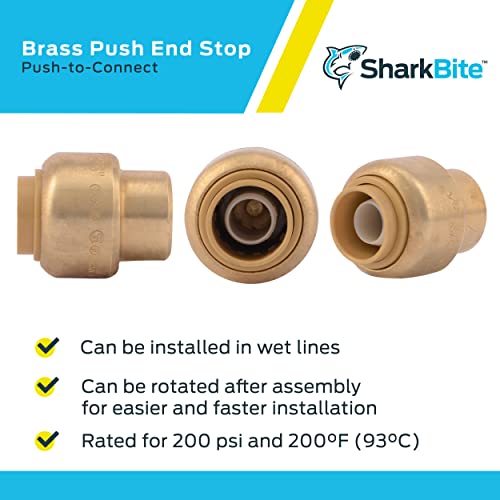 SharkBite 3/8 Inch (1/2 Inch OD) Push Cap, Push to Connect Brass Plumbing Fitting, PEX Pipe, Copper, CPVC, PE-RT, HDPE, U512LFA - Image 4