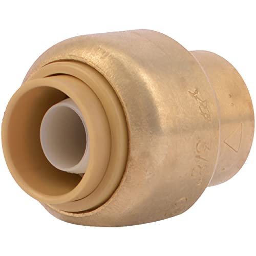 SharkBite 3/8 Inch (1/2 Inch OD) Push Cap, Push to Connect Brass Plumbing Fitting, PEX Pipe, Copper, CPVC, PE-RT, HDPE, U512LFA - Image 1