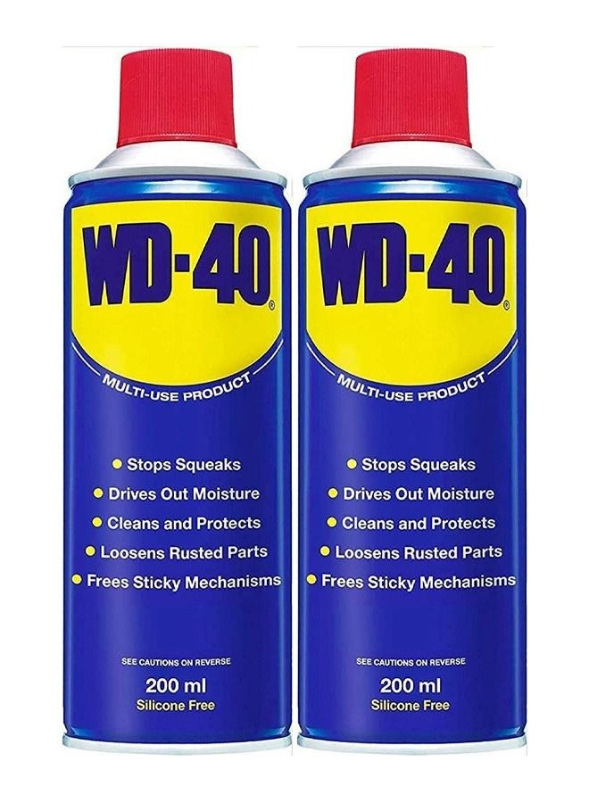 دبليو دي-40 مزيل الصدأ متعدد الأغراض ورذاذ زيوت التشحيم - 200 مل عبوة من قطعتين