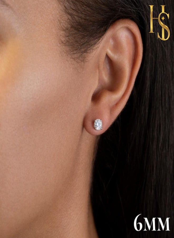 HIGHSPARK 925 Silver Screwback Solitaire Earrings for Women | 92.5 Sterling Silver and Diamond like Brilliance Sparkling Zirconia for that Stunning Shine | Lovely Gift - Silver 6mm - Image 3