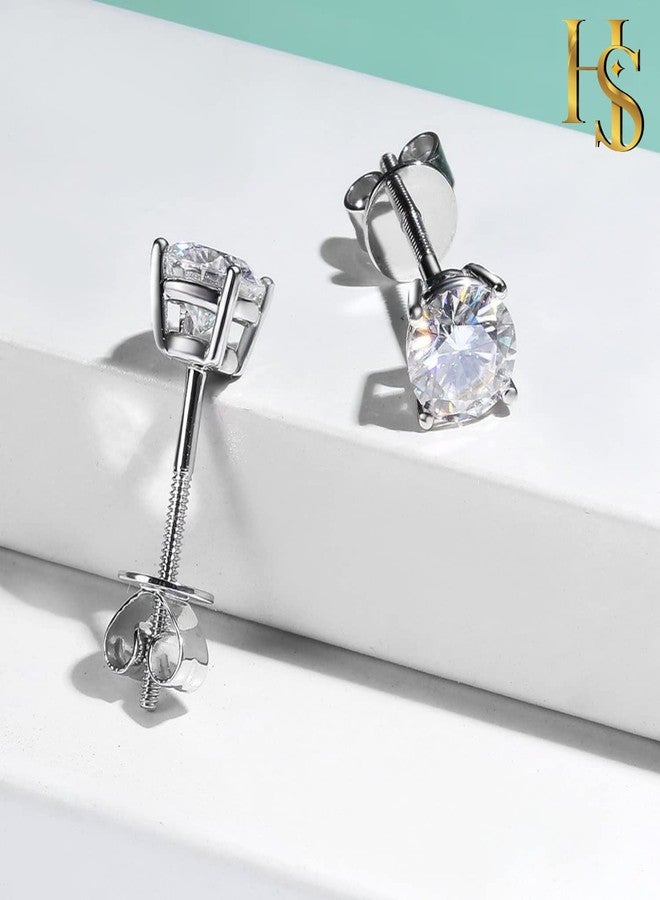 HIGHSPARK 925 Silver Screwback Solitaire Earrings for Women | 92.5 Sterling Silver and Diamond like Brilliance Sparkling Zirconia for that Stunning Shine | Lovely Gift - Silver 6mm - Image 2
