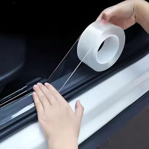 TASMAX car Tape for Scratch car Door Scratch Protector Vinyl Carbon Fiber Tape for Car Door Protection & Accessories ppf Film for car Carbon Fibre wrap (5Cm X 5Meter) Transparent - Image 1