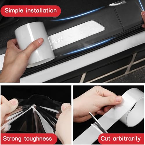 TASMAX car Tape for Scratch car Door Scratch Protector Vinyl Carbon Fiber Tape for Car Door Protection & Accessories ppf Film for car Carbon Fibre wrap (5Cm X 5Meter) Transparent - Image 5