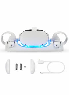 KASTWAVE Charging Dock for Oculus Quest 2 / Meta Quest 2 with LED Light, Magnetic Charging Station for VR Headset and Touch Controllers, with 2 Rechargeable Batteries/Type-C Charger Cable  - Image 1
