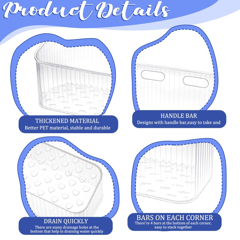 Zyghjort 8 Pcs Clear Wall Basket, Wall Mounted Storage Bins Cabinet Door Organizer Plastic Shower Caddy with Self-Adhesive Hanger, Large Containers Box for Bathroom, Kitchen, Pantry, Countertop, No Drill Shelf - Image 2