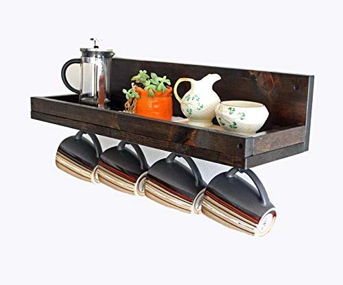 ODEJIA Coffee Mug Shelf with Hooks Coffee Mug Wall Rack Hanging Coffee Cup Mug Rack Coffee Mug Holder Coffee Bar Shelf Organizer Set of 1 Coffee Mug Holder - Image 3
