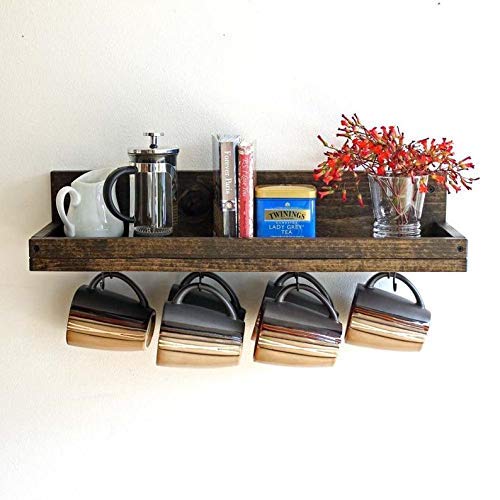 ODEJIA Coffee Mug Shelf with Hooks Coffee Mug Wall Rack Hanging Coffee Cup Mug Rack Coffee Mug Holder Coffee Bar Shelf Organizer Set of 1 Coffee Mug Holder - Image 1