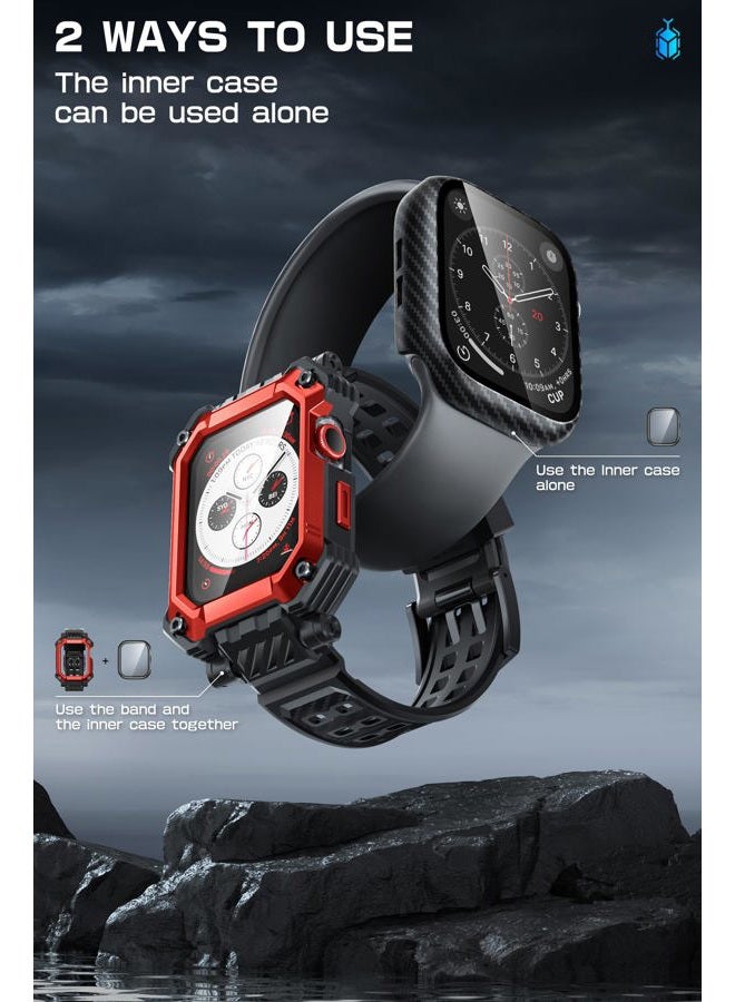 SupCase for Apple Watch Series 9 45mm Band with Case (Unicorn Beetle Pro), [Built-in Tempered Glass Screen Protector] Rugged Protective Men Cover with Adjustable Strap Band for iWatch 9/8/7, Ruddy - Image 4