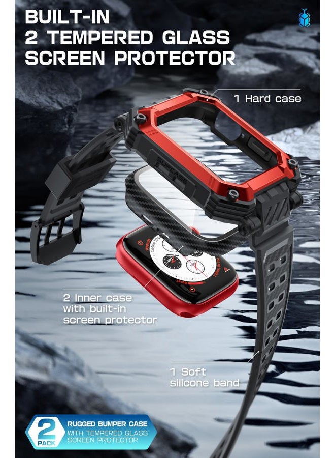 SupCase for Apple Watch Series 9 45mm Band with Case (Unicorn Beetle Pro), [Built-in Tempered Glass Screen Protector] Rugged Protective Men Cover with Adjustable Strap Band for iWatch 9/8/7, Ruddy - Image 3