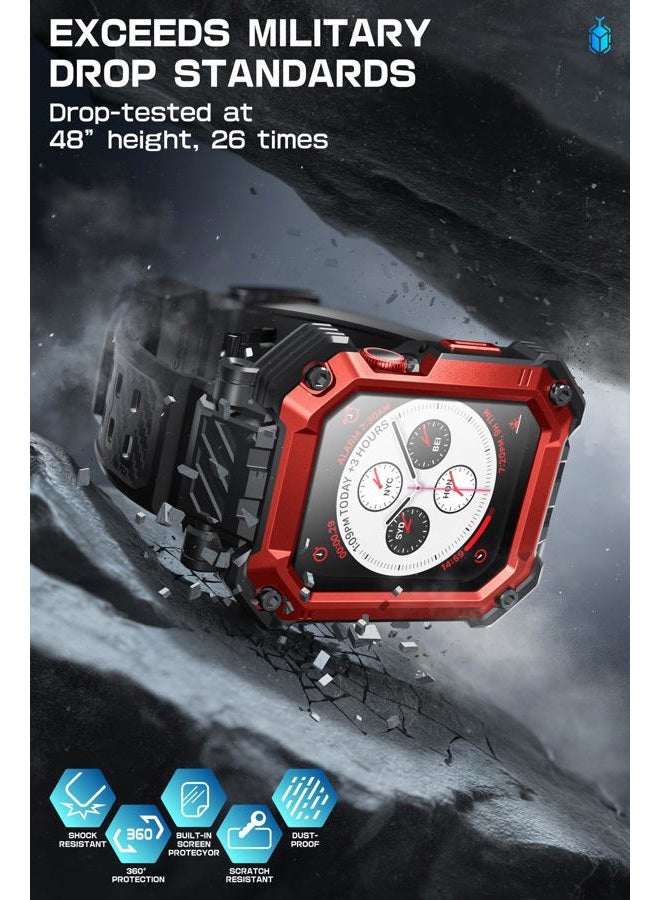 SupCase for Apple Watch Series 9 45mm Band with Case (Unicorn Beetle Pro), [Built-in Tempered Glass Screen Protector] Rugged Protective Men Cover with Adjustable Strap Band for iWatch 9/8/7, Ruddy - Image 5