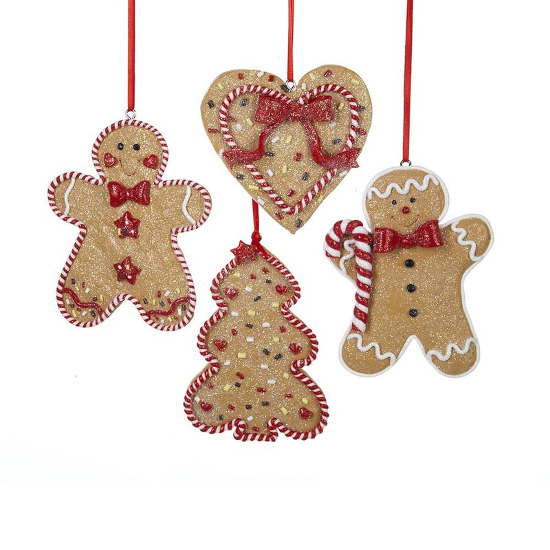Kurt Adler D1194 3.4" Gingerbread Men/Tree/Heart - 4 Assorted Set