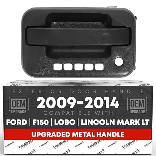 T1A Exterior Front Driver Door Handle Upgraded Metal Compatible with 20092014 Ford F150 0914 Ford Lobo 1014 Lincoln Mark LT Textured Black wKeyhole OEM CL3Z1522405AA MT 97688 - Image 1