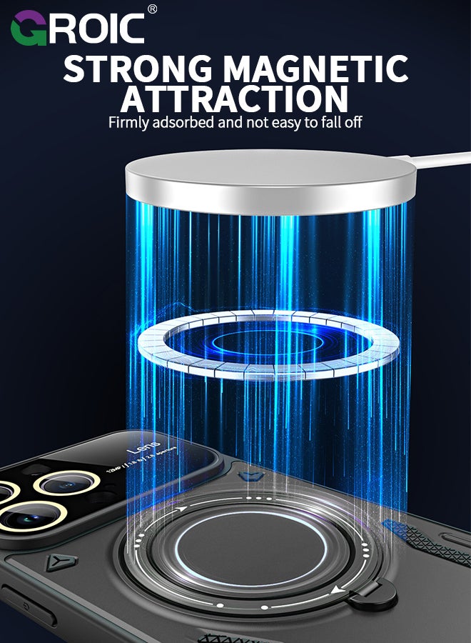 GROIC Magnetic Case for iPhone 15 Pro Max 6.7" Case with Invisible Magnetic Ring Stand Compatible with MagSafe, Full Camera Lens Protection,Anti-Fingerprint, Shockproof Protective - Image 5