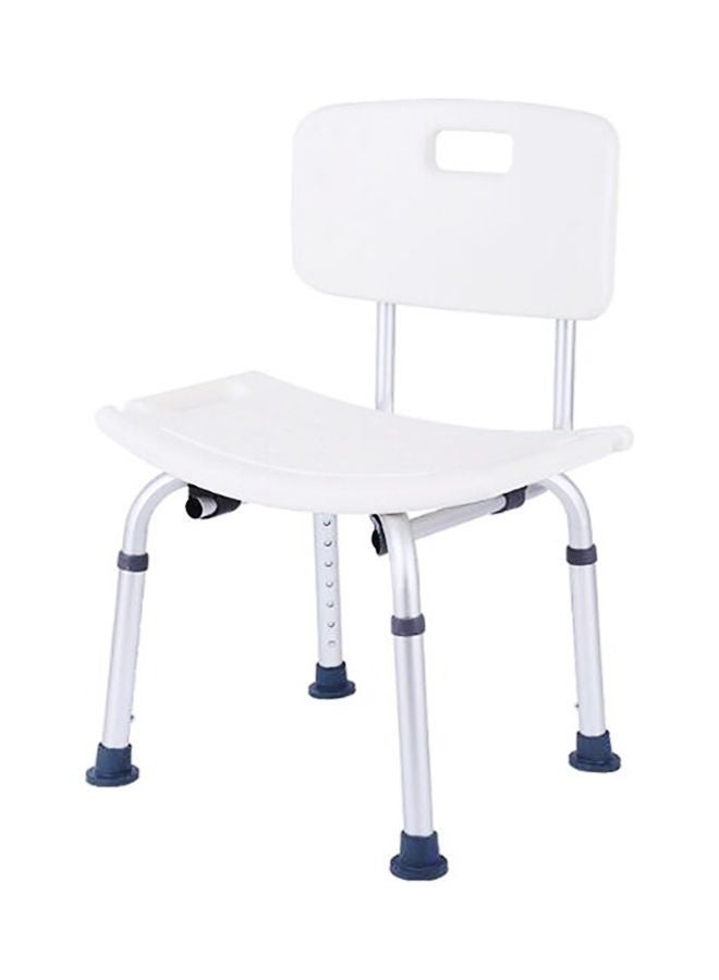 Aluminum Alloy Shower Bench with Armrest and Back White/Silver 59 x 12 x 37cm - Image 1