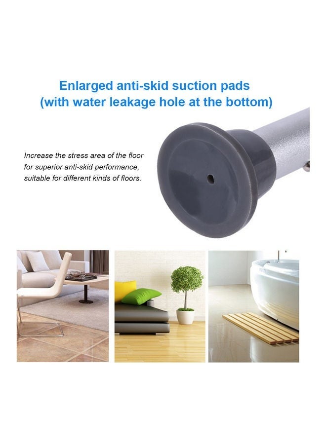 Aluminum Alloy Shower Bench with Armrest and Back White/Silver 59 x 12 x 37cm - Image 2