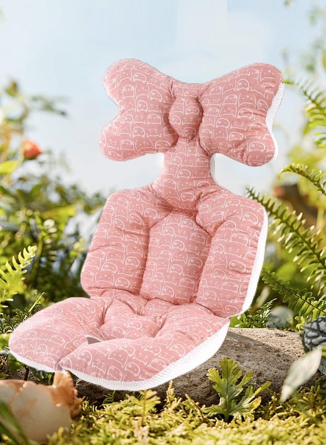 وسادة عربة اطفال وسادة مقعد عربة الأطفال، مقعد سيارة للرضع، وسادة دعم للرأس والجسم، وسادة قابلة للتنفس لكرسي السيارة العالي، مقعد غير قابل للانزلاق للأطفال الرضع مفرش عربة اطفال (قطة وردية) - Image 1